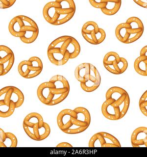Vector seamless pattern with pretzels on a white background. Stock Vector