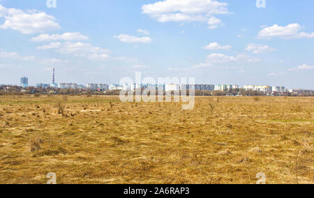 land for the construction of a new neighborhood in the city, a place for the construction of residential houses, copy space, topography Stock Photo