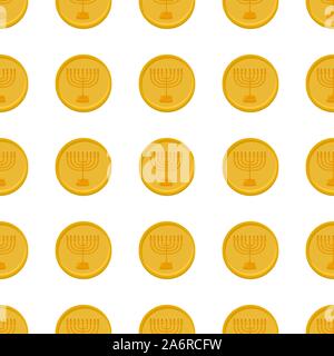 Illustration on theme big colored pattern Hanukkah, seamless set menorah. Seamless pattern consisting of collection menorah, accessory holiday Hanukka Stock Vector