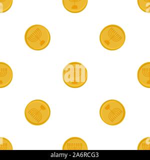 Illustration on theme big colored pattern Hanukkah, seamless set menorah. Seamless pattern consisting of collection menorah, accessory holiday Hanukka Stock Vector