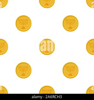 Illustration on theme big colored pattern Hanukkah, seamless set menorah. Seamless pattern consisting of collection menorah, accessory holiday Hanukka Stock Vector