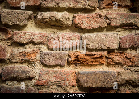 Gimont, France. 17th October, 2019. Old bricks and mortar on the side of a church in southern France. Stock Photo