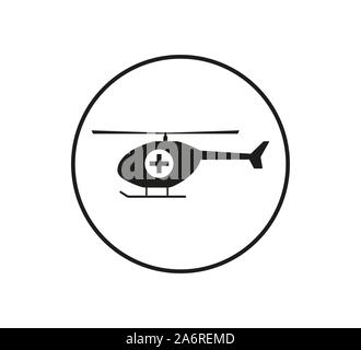 Medical Helicopter icon. Vector illustration, flat design. Stock Vector