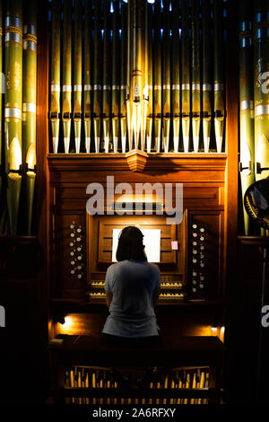 Cathedral Pipe Organ, classical music concert Stock Photo