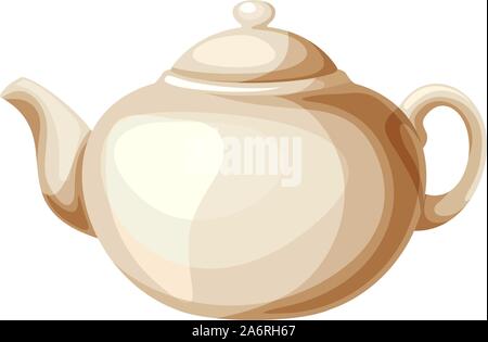 Vector porcelain teapot isolated on a white background. Stock Vector