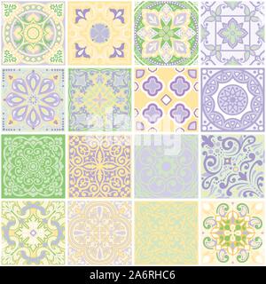 Geometrical composition of squares, balanced in composition and color of 53x53 cm. The design of the seamless pattern is intended for printing on fabr Stock Vector