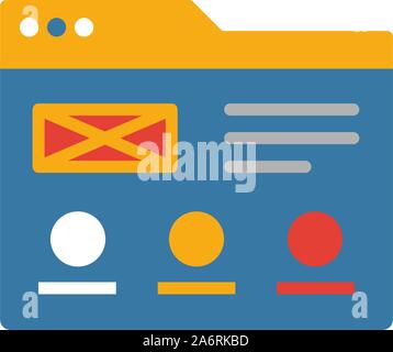Wireframe icon. Simple flat element from design ui and ux collection. Creative wireframe icon for templates, software and apps Stock Vector