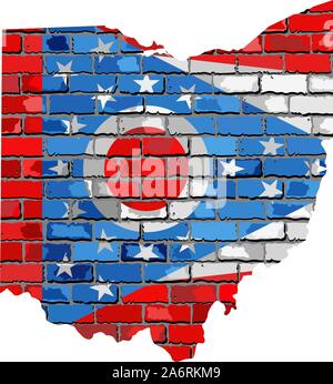 Ohio Map on American Flag. OH, USA State Map on US Flag. EPS Vector ...
