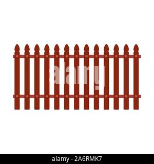 Fence vector icon wooden illustration isolated white. Cartoon element border brown. Garden wall farm plank picket set Stock Vector