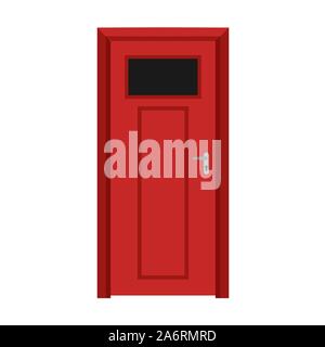 Door exterior decoration security entrance vector flat icon. House brown doorway cartoon wooden element. Stock Vector