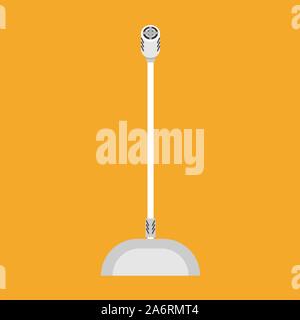 Computer microphone vector icon media symbol equipment. PC audio music element speaker. Flat white device gadget Stock Vector