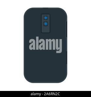Smartphone back view vector icon device. Mobile phone technology digital blank screen. Gadget flat mockup with camera Stock Vector