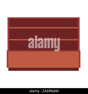 Shop shelf vector icon business market interior. Store mall display product exhibition. Supermarket showcase sale flat box Stock Vector