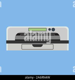 Printer office machine vector icon device design. Graphic digital ink job business pictogram simple flat electronic Stock Vector