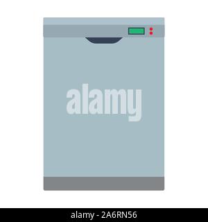 Dishwasher vector icon equipment utensil. Kitchen clean household domestic machine plate. Water detergent cartoon Stock Vector