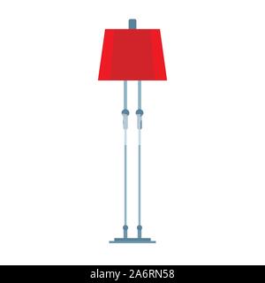 Floor lamp vector icon furniture design interior. Living room light bulb cartoon. Tall flat furnishing equipment stand appliance Stock Vector