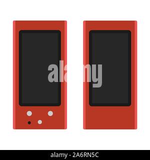 Desktop speaker vector icon office device technology. Flat digital PC sign audio set. Gadget part sound electronic music Stock Vector