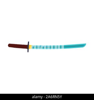 Katana sword samurai blade vector icon. Warrior weapon ninja isolated white. Martial battle steel handle razor Stock Vector