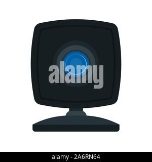 Web camera front view vector icon digital technology equipment video. Cam lens device conference network chat Stock Vector