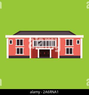 Mansion house vector architecture building. Old cartoon apartment exterior. Real estate residence villa city Stock Vector