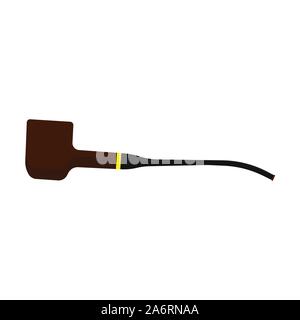 Tobacco pipe vector flat icon smoke black. Antique habit wood object. Brown classic accessory cigarette cartoon Stock Vector
