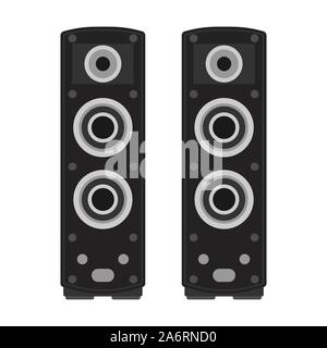 Stereo speaker vector flat icon music bass. Sound electronic equipment audio volume disco. Loud acoustic system Stock Vector