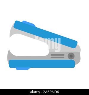 Staple remover vector isolated icon flat. Office blue business stapler paper. Stationary equipment supply desktop Stock Vector