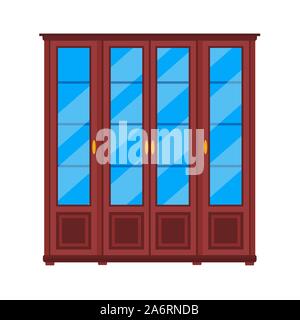 Wardrobe closet vector icon furniture shelf. Clothe cabinet interior cartoon storage. Cupboard fashion wooden drawer Stock Vector
