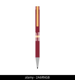 Pen ink vector isolated writing tool office business. Education stationery ballpoint paper symbol. Flat hand equipment study Stock Vector