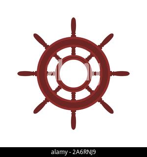 Brown ship wheel boat vector icon cruise. Nautical steering captain navigation sea. Travel vintage equipment adventure Stock Vector