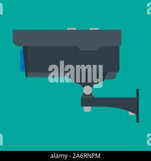 Security camera side view vector flat icon. CCTV serveillance safety video protection guard. Private system observe police Stock Vector