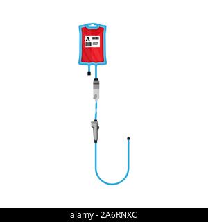 Blood bag vector flat icon donate hospital medical. Donor aid clinic drop red symbol. Plastic container iv emergency help Stock Vector