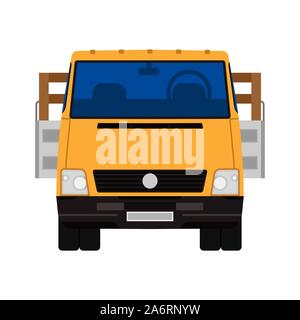Truck vector icon front view car. Delivery isolated lorry cargo transport. Shipping vehicle van commercial. Flat industry logistic automobile Stock Vector
