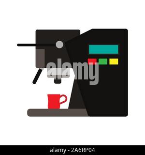 Coffee machine vector icon cafe illustration. Espresso caffeine drink beverage equipment appliance maker. Barista grinder Stock Vector