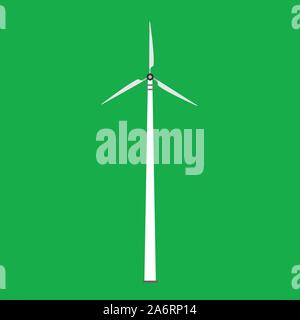 Wind turbine power windmill energy vector icon. Environment technology industry alternative eco generator tower Stock Vector