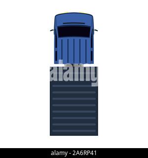 Truck vector icon top view car. Delivery isolated lorry cargo transport. Shipping vehicle van commercial. Flat industry logistic automobile Stock Vector