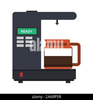 Coffee percolator vector icon drink espresso cup. Maker caffeine machine french press. Bean equipment flat isolated Stock Vector