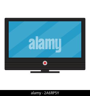 TV screen vector display electronic. Television video equipment icon. Flat monitor home LCD wide. LED plasma black panel Stock Vector