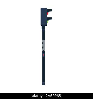 Traffic light pole vector isolated street control icon. Road stoplight lamp highway. Warning urban semaphore regulate equipment Stock Vector