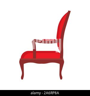 Armchair side view vector illustration interior furniture. Isolated rliving room cartoon icon. Flat indoor simple sit Stock Vector