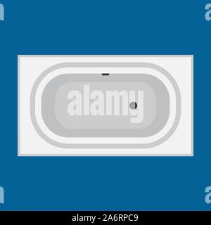 Bathtub bathroom vector icon top view design. Water hygiene cartoon interior shower relax. Ceramic laundered furniture Stock Vector