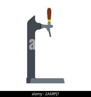 Beer tap vector flat icon alcohol brewery drink. Pub craft equipment barrel. Valve tavern handle machine. Mug draft beverage Stock Vector