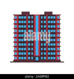 Building city business vector icon architecture office. Urban construction town exterior real estate. Skyline cityscape structure Stock Vector
