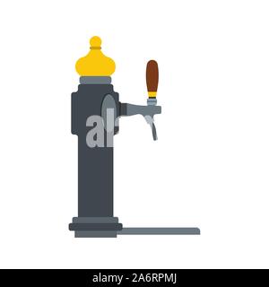 Beer tap vector flat icon alcohol brewery drink. Pub craft equipment barrel. Valve tavern handle machine. Mug draft beverage Stock Vector