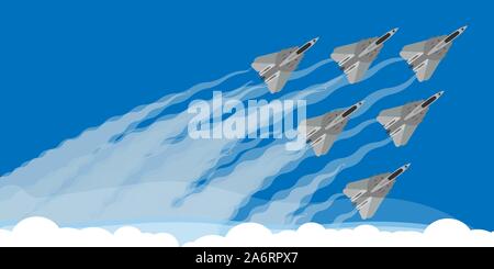 fighter vector illustration military plane airplane outline flat icon jet alamy smoke trail sky background
