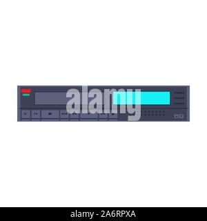 DVD player electronic illustration vector icon. Digital disc black equipment cinema and music. Video record control flat Stock Vector