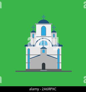 Church architecture building christian illustration vector catholic design. Chapel god religion icon concept house place. Tower exterior jesus Stock Vector