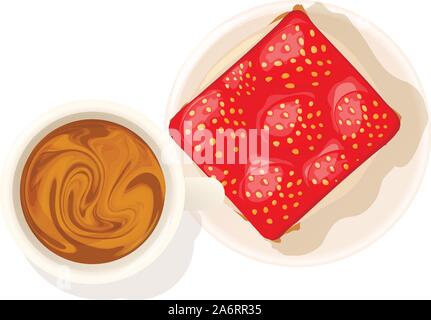 Strawberry cheesecake icon, isometric style Stock Vector
