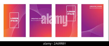 Dynamic cover abstract design background illustration poster. Brochure banner page template. Flyer vector modern set trendy wave line Stock Vector