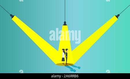 Search business talent vector concept illustration employee job. Woman and man candidate recruitment hiring career choose. Office worker find vacancy. Stock Vector
